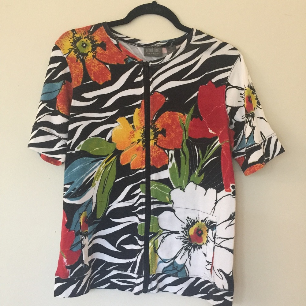 Chico's Additions Top Sz/S  Big Floral Print